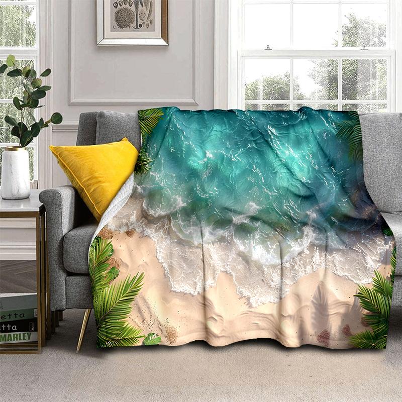 2025 New Style Sea Water Beach Reef 3D Nature Scenery Blanket,Soft Throw Blanket for Home Bedroom Bed Sofa Travel Picnic Cover
