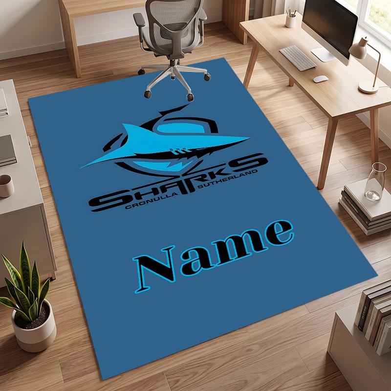 Cronulla Sutherland Sharks (1) Personalized Name Office Carpet Stylish Decor for Living Room Bedroom Kitchen
