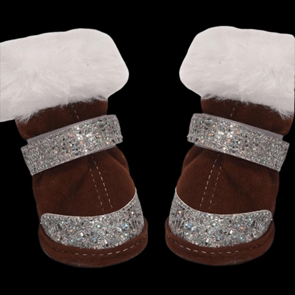 4Pcs Anti-slip Winter Dog Shoes Warm Cats Puppy Socks Fashion Dog Footwear Puppy