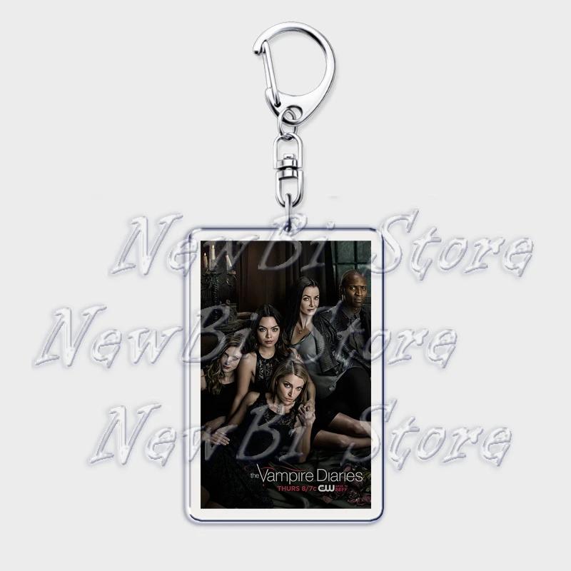 TVD The Vampire Diaries Keychain for Accessories Bag Damon Stefan Salvatore Elena Gilbert Key Chain Keyring Jewelry Fans Gifts
