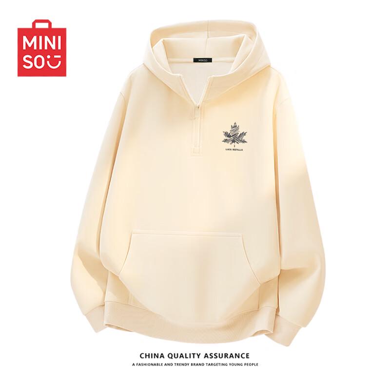 

MINISO Men s Casual Half-Zip Hooded Pullover 3XL