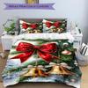 1Pc Christmas Bells Bow Bedding Set Quilt Cover Pillowcase Home Christmas Xmas Halloween Gift 1 Duvet Cover 2 Pillowcase S921283