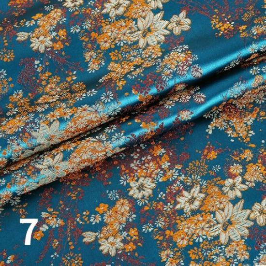 75*100cm Faux Silk Satin Fabric Brocade Damask Embroidery Floral Dress Sew Craft