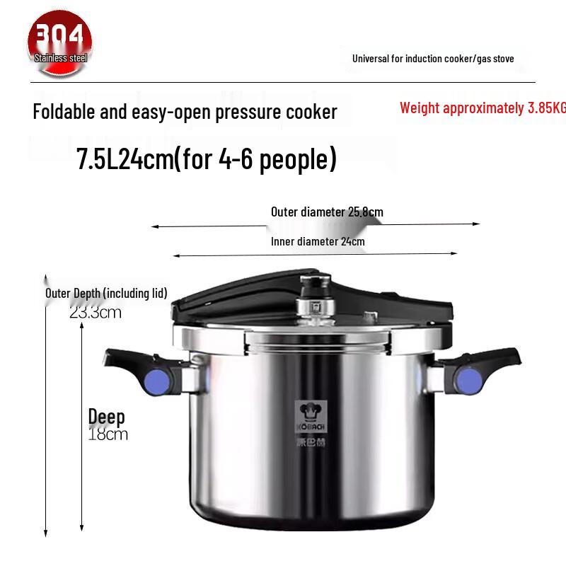 OLOEY Stainless Steel Pressure Cooker with Foldable Lid