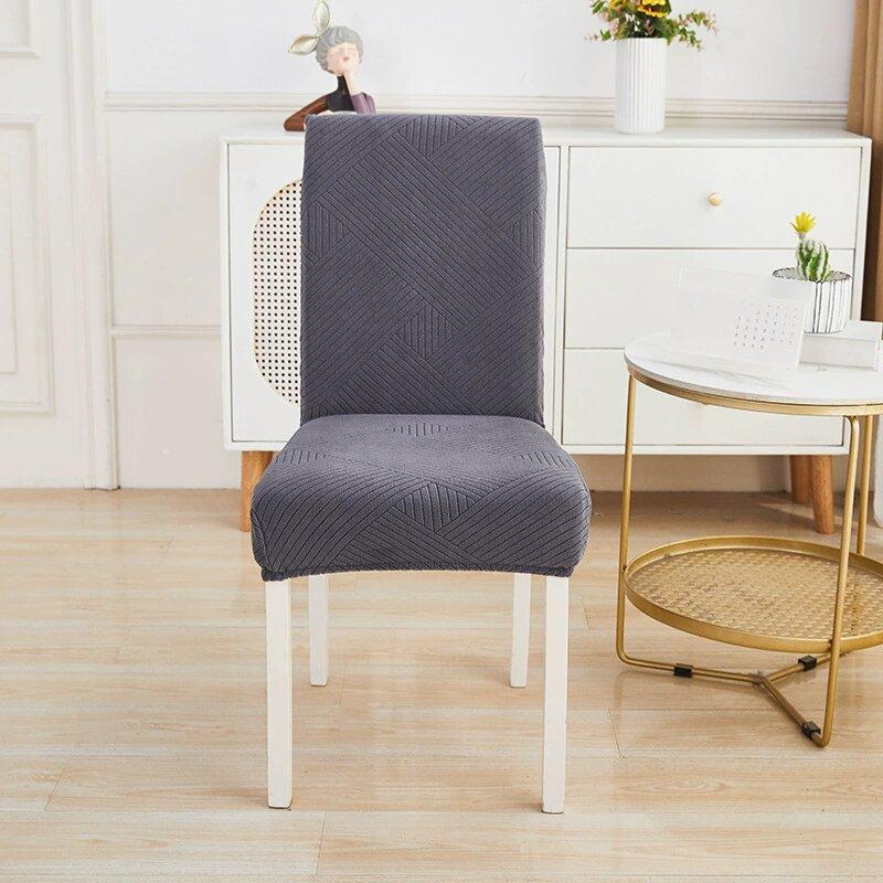 1Pcs Jacquard Solid Color Dining Room Chair Cover Stretch Spandex Seat Chair Covers Furniture Protector For Bar Home Wedding