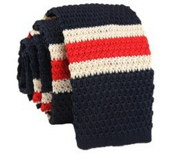 Unisex Korean Style Striped Knitted Tie Belt - Polyester Silk Wool Blend, Casual Flat-End Design