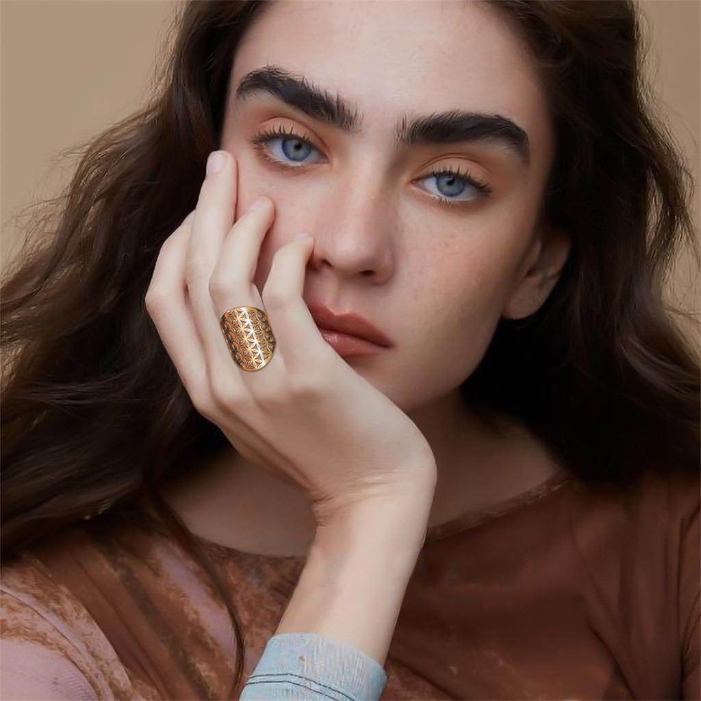 Flower of Life Ring Stainless Steel Sacred Geometry Archangel Metatron Ring Adjustable Amulet Jewelry Gift Wholesale
