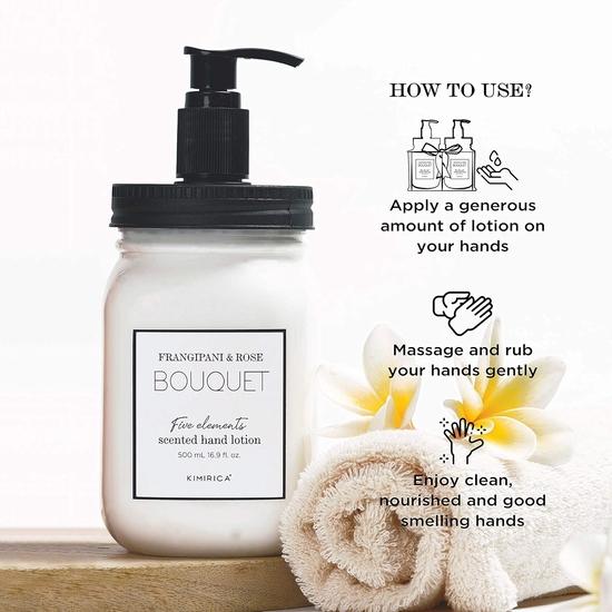 Kimirica Bouquet Nourishing Hand Lotion 500 Ml | Soft and Smooth Hands with Lightweight Moisturization | Frangipani and Rose Bouquet Hand Lotion