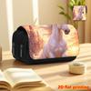 Unicorn 2D Printed Double-Layer Flip-Top Black Pencil Case - Back-To-School Essential Pencil Box, Daily Multi-Functional Makeup Bag, Large Capacity St