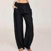 New Arrivals Open Run Women Summer Linen Cotton Blend Semi Wide Pants