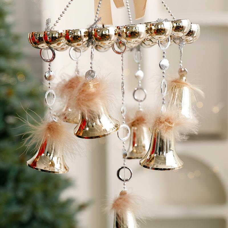 1pc Christmas Bell Pendants Christmas Atmosphere Decorations Door Hangers Bows Wind Chimes Christmas Tree Ornaments
