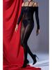 Little Matchmaker One-Shoulder Shiny Full Bodysuit with Ultra-Thin Anti-Snag Silk Horse Oil Socks