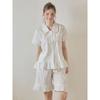Lunaluz Women Pay Cotton Half Sleeve Collar Two Piece Pajamas