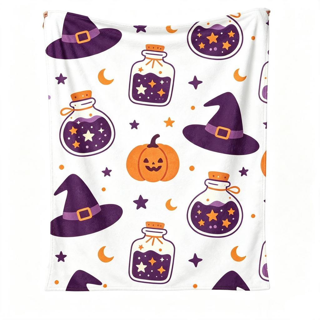 Halloween Flannel Blanket for Bed and Couch - Soft Cozy Lightweight Throw