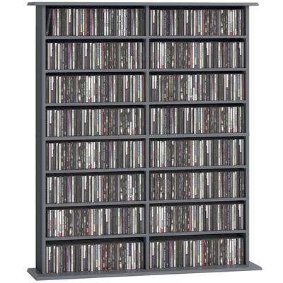 16-Compartment Media Shelf - Grey