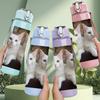 1PC Pair Of White Kittens Together 750ml Color Plastic Sports Water Bottle Leakproof Flip Straw Lid Suitable for Sports Office Home Use