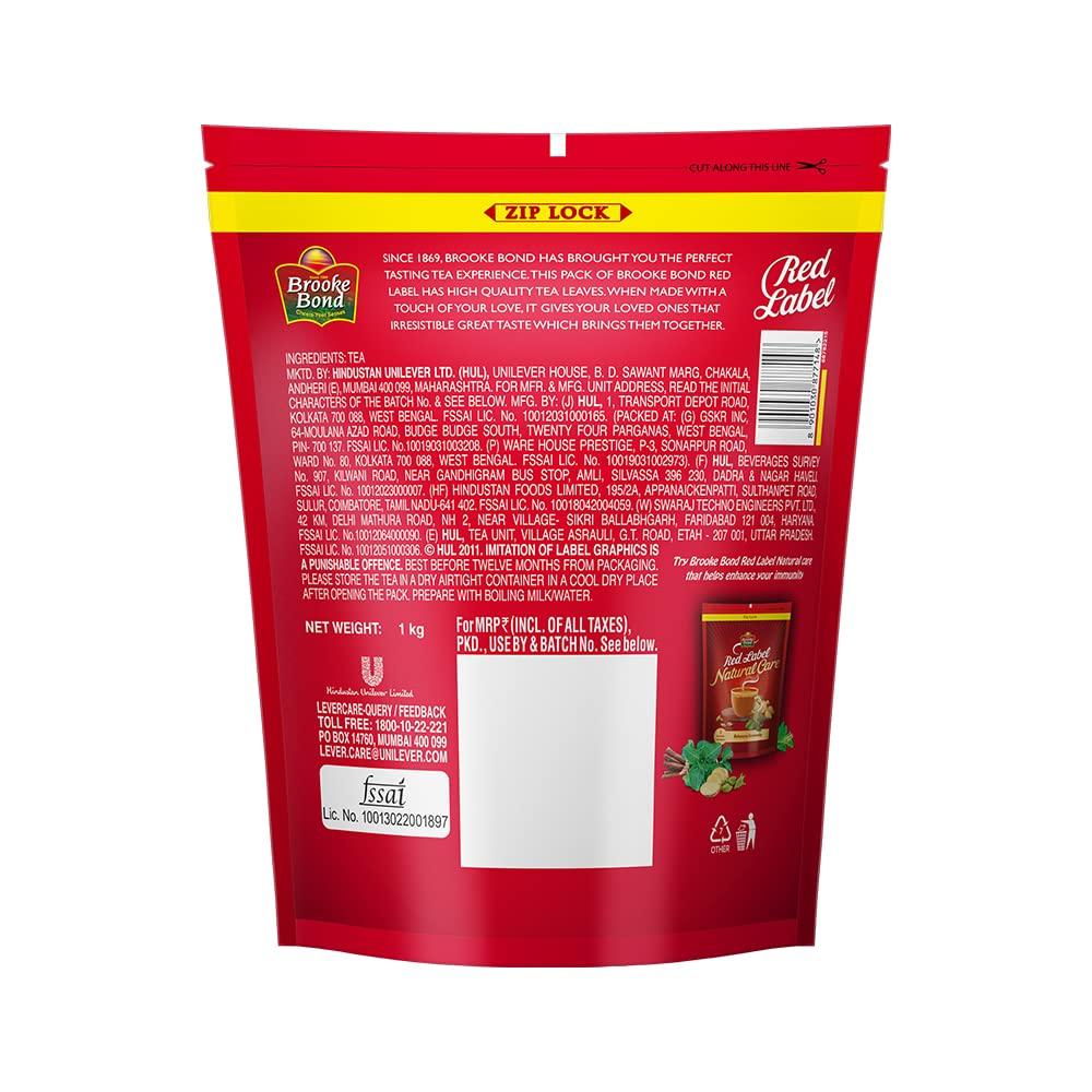 Brooke Bond Red Label Tea 1 Kg Pack Strong Black Loose Leaf Chai Rich Flavor Perfect for Daily Brewing