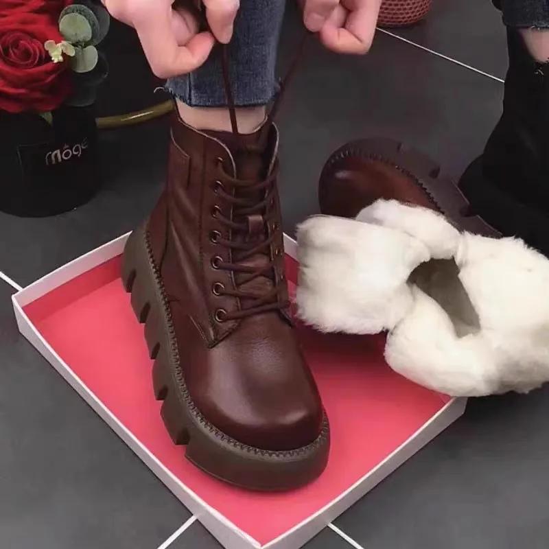 

Модные горячо продаваемые женские зимние хлопковые сапоги, толстые короткие сапоги, теплые хлопковые туфли для среднего и пожилого возраста с добавлением флиса 40 темно-коричневого