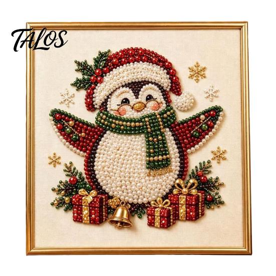Decorative Holiday Artwork Xmas Faux Pearl Art Kit, DIY Santa Claus Painting Christmas 3D Bead for Adults Tree Reindeer Craft Set Adults, Home