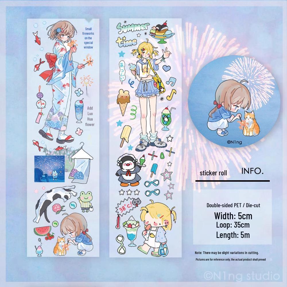 N1ng-chan March Full Roll Collection: Summer, Spring, Big Head, After School Sticker Rolls & Bullet Journal Washi Tape