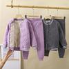 Children's School Uniform Artifact Autumn and Winter Three-layer Quilted Cotton Boys' Cotton Jacket with Thick Velvet Lining and Girls' Cotton Jacket