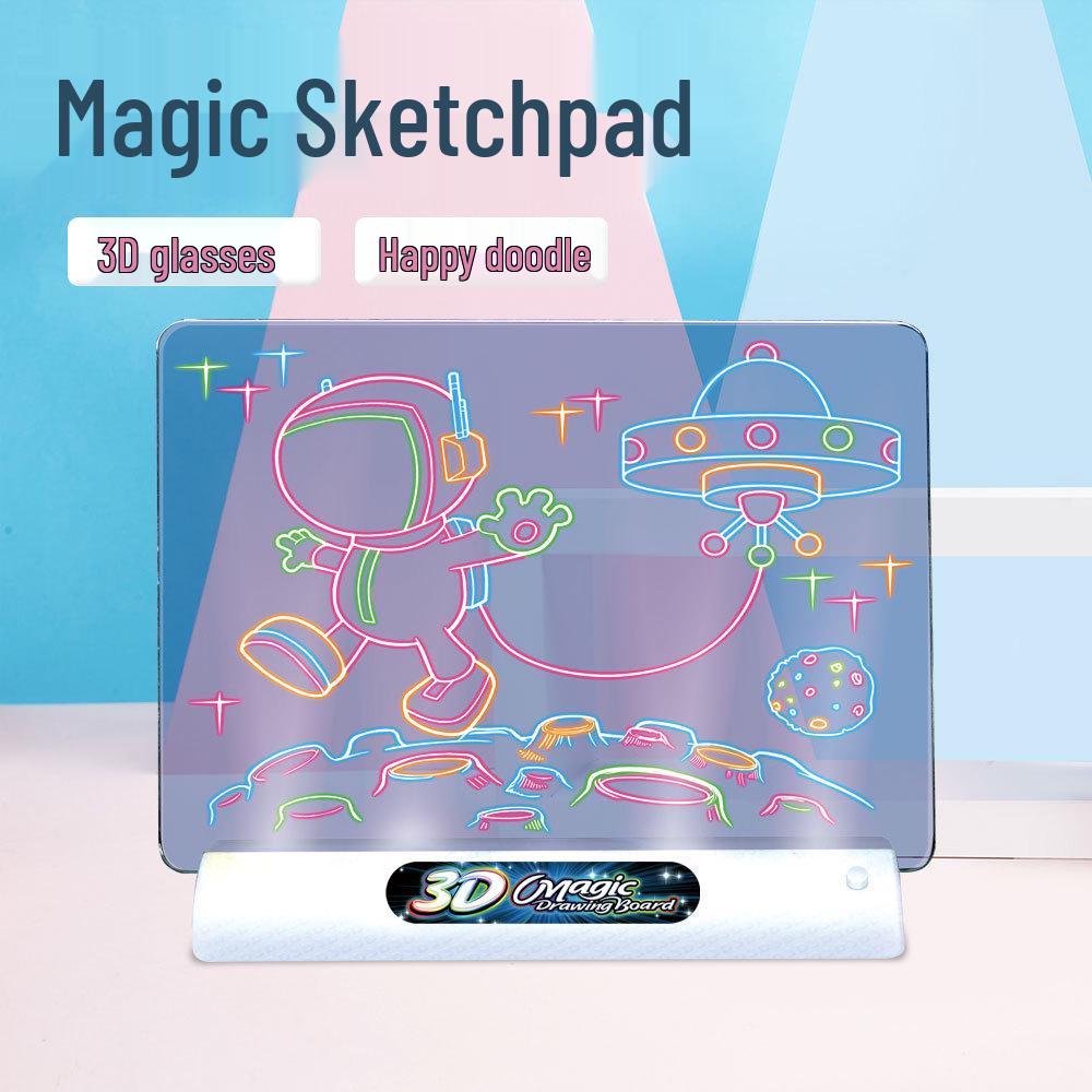 3D LED Fluorescent Children's Drawing Board – Multifunctional Early Education Luminous Toy