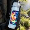 1PC Glowing Galaxy Wolf Head Print 750ml Color Plastic Sports Water Bottle Leakproof Flip Straw Lid Suitable for Sports Office Home Use