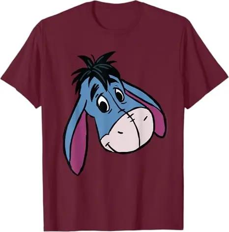 Moda Calda Casual Disney Winnie the Pooh Eeyore Felice Faccia Grande Costume Maglietta S-4XL Quattro Stagioni
