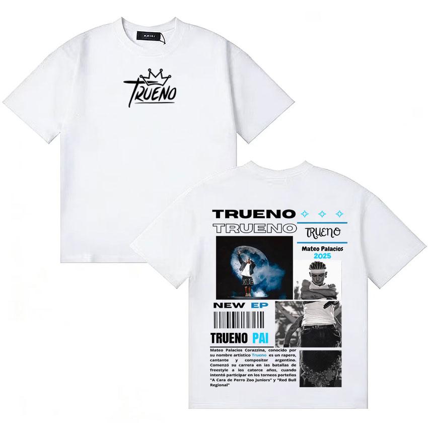 Rapper Trueno New Album Tshirt Unisexs Women Punk Short Sleeve Tee Shirt Aesthetic Fans Music Cotton Oversized Tshirts Streetwear