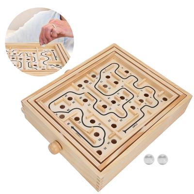 Ahşap Labirent Tahtası Çelik Bilye Denge Labirent Masa Oyunu Eğitici Öğrenme Oyuncak Hediye