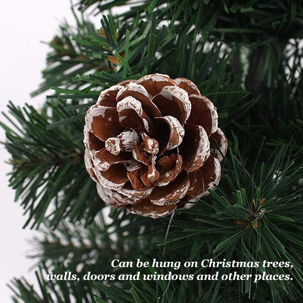 48pcs Christmas Pine Cones Ornaments with String Rustic Pine Cones Fall Decoration for DIY Crafts