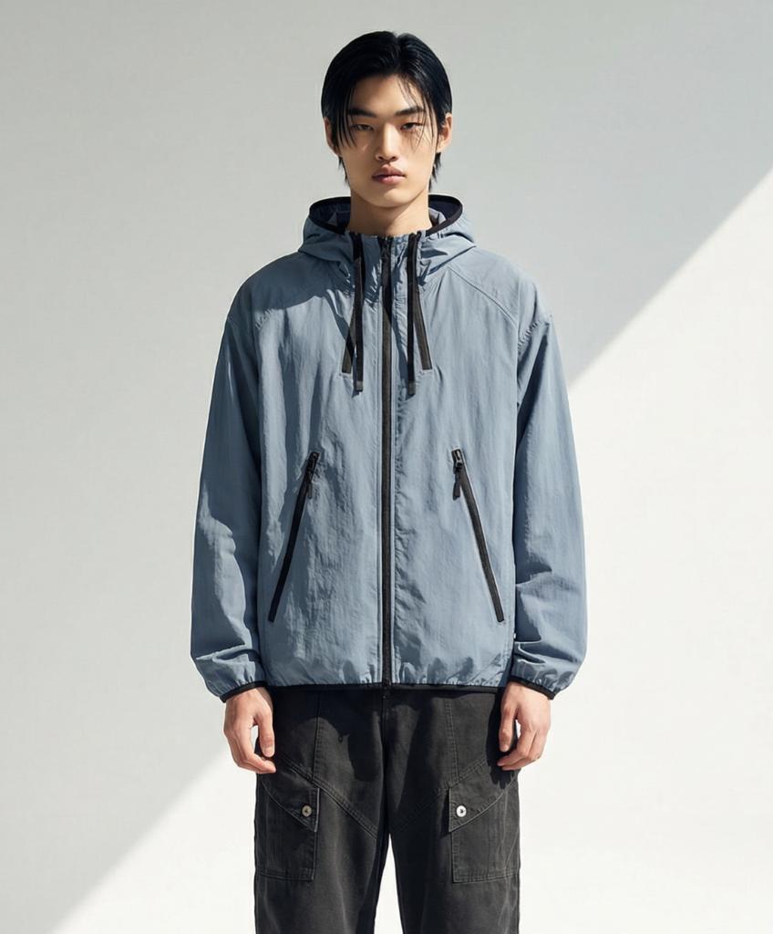 Apostrophe Comma Three-Way Hooded Zip-Up Wind Jacket_Black