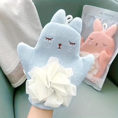 1pc Cute Cartoon Bath Glove, Non-Electric Bath Scrubber, Simple & Convenient Mud Rubbing Tool, Adorable Bath Towel, Back Scrub Accessory for Home & Ki