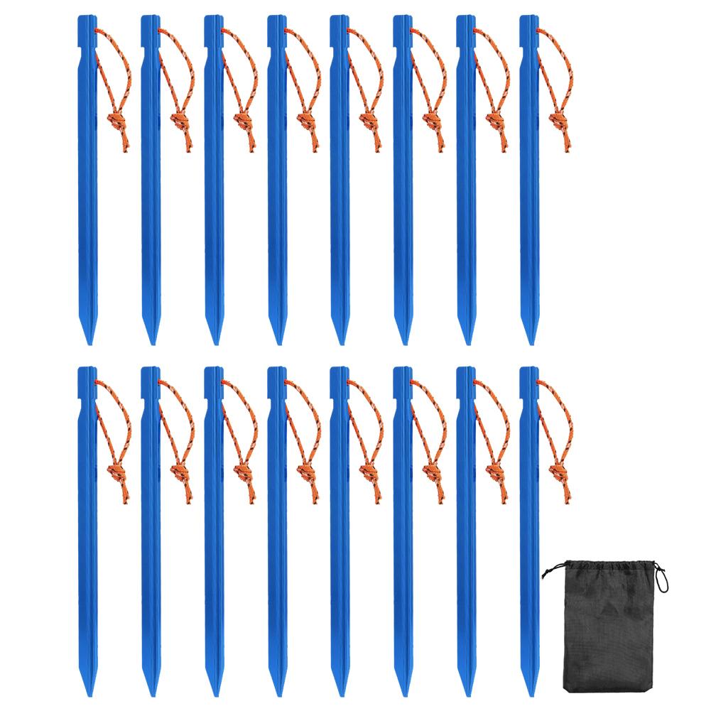 

16 шт. Колышки для палатки 18 см Колышки для кемпинга Металлические колышки из алюминиевого сплава Гвозди для палатки для кемпинга на открытом воздухе Навес синий