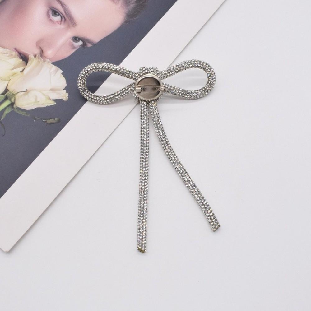 Sparkly Rhinestone Pin Elegant Fashion Suit Accessories Gift Crystal Bow Brooches  Blazer