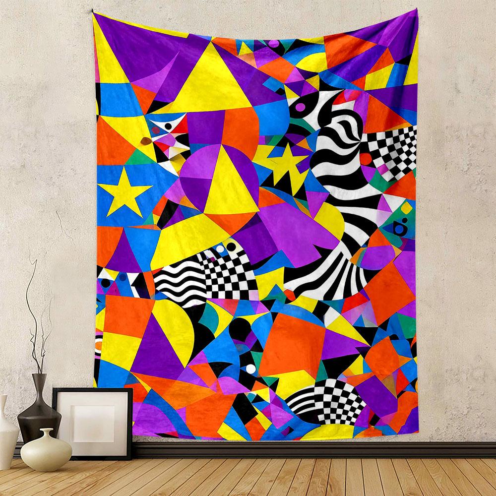 Abstract Geometric Colorful Pattern Patterned tapestry home decor, suitable for bedroom and living room, gift
