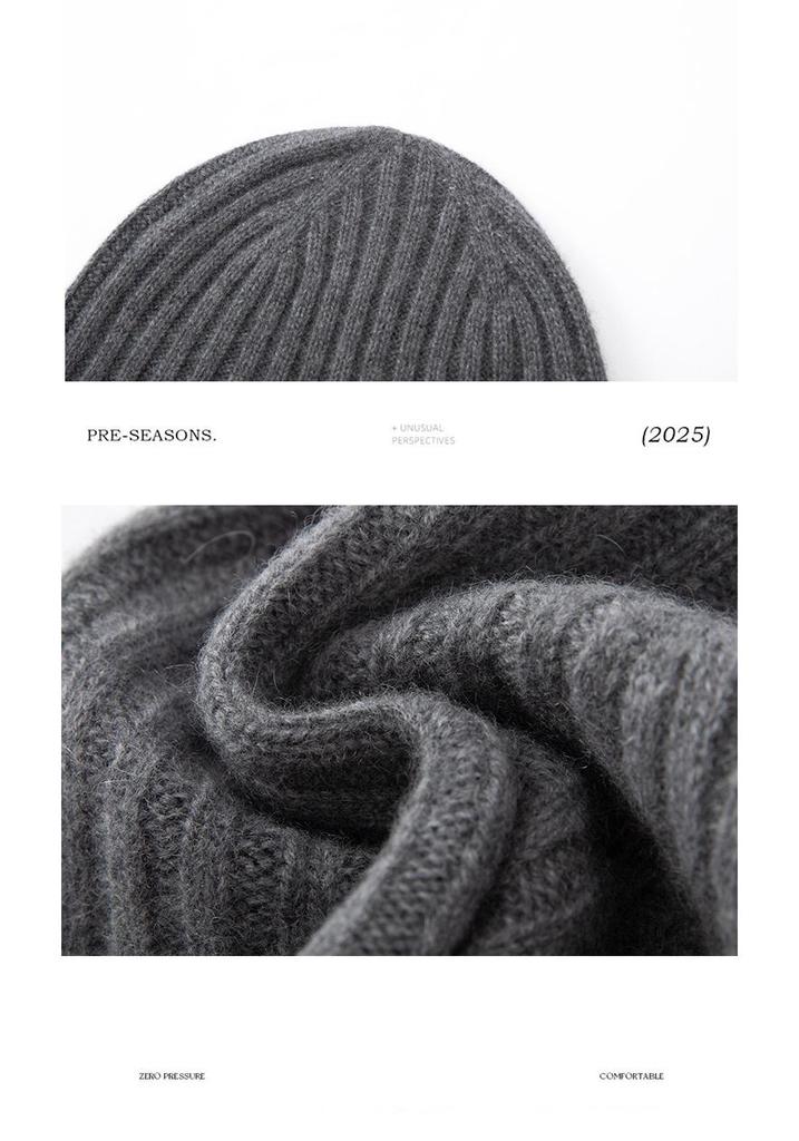100% Pure Cashmere Knit Hat - Men's Ear Protection for Autumn/Winter