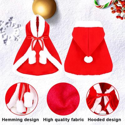 Funny Cat Christmas Costume Santa Cosplay Pet Christmas Cape Dress Up Clothes Warm Red Scarf Cloak With Hat Pet Accessories