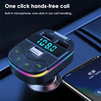 Car Bluetooth FM Transmitter 3.1A Dual USB Fast Chariging Onboard Hands-free Mp3 Player With Atmosphere Light Car Accrssories
