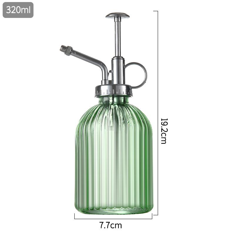 Creative Hand-Press Glass Watering Spray Bottle with Vertical Stripe Design