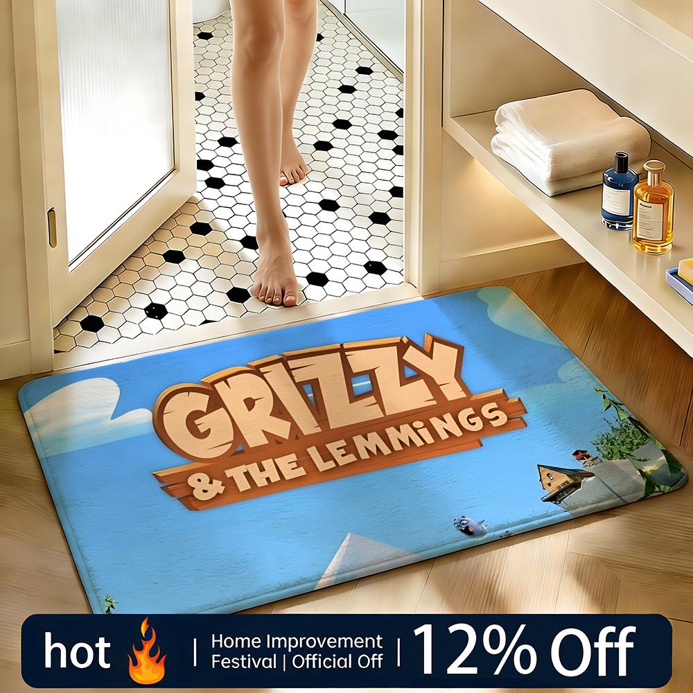 Soft Absorbent Non-Slip Rug Cartoon Grizzly And Lemmings Floor Mat Home Decor Doormat Bedroom Floor Mat Shower Carpet