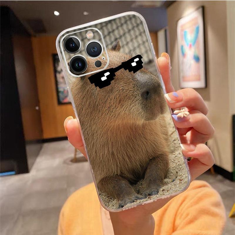 Phone Case For Iphone 15 14 Pro Max 13 12 11 Pro Max XR 12 13 Mini 7 8 14 Plus Cute Animal Capybara Case Funda