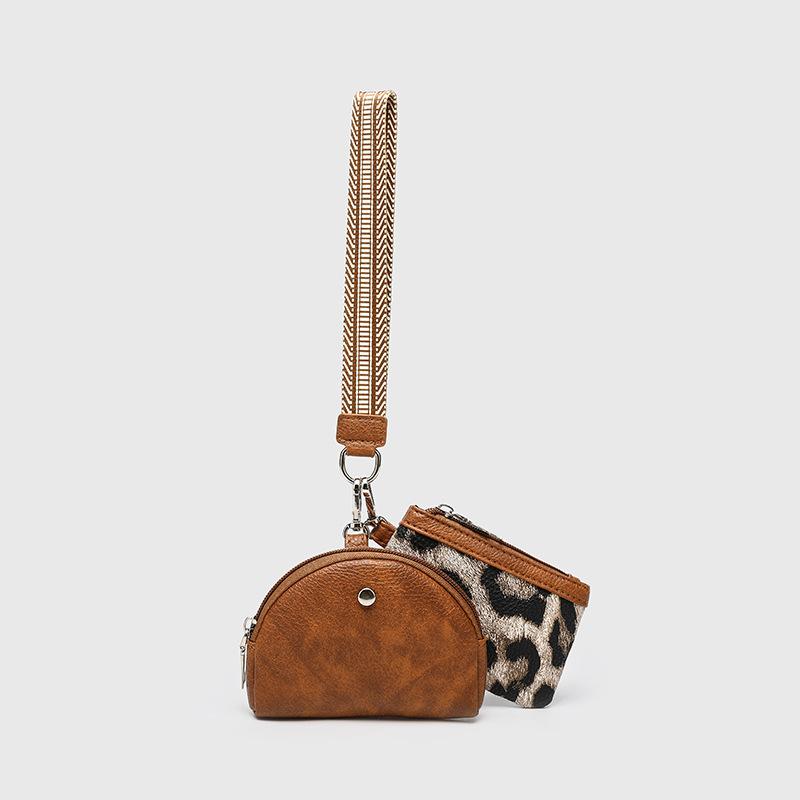 

Міні жіночі гаманці 2в1 Відмінна ПУ шкіра Тримач для карток Гаманець для ключів Гусяча лапка Шахівниця Леопард Організатор для карток