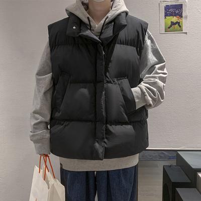 Autumn and Winter Down Cotton Vest Men's Clothing Loose Sleeveless Zipper Vest Versatile Handsome and Fashionable Men's Casual Warm Thick Vest