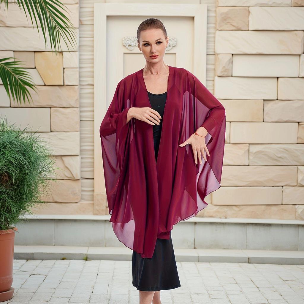 European & American Ethnic Style Mid-Length Solid Color Beach Shawl Scarf - Loose Sun Protection Cover-Up for Travel