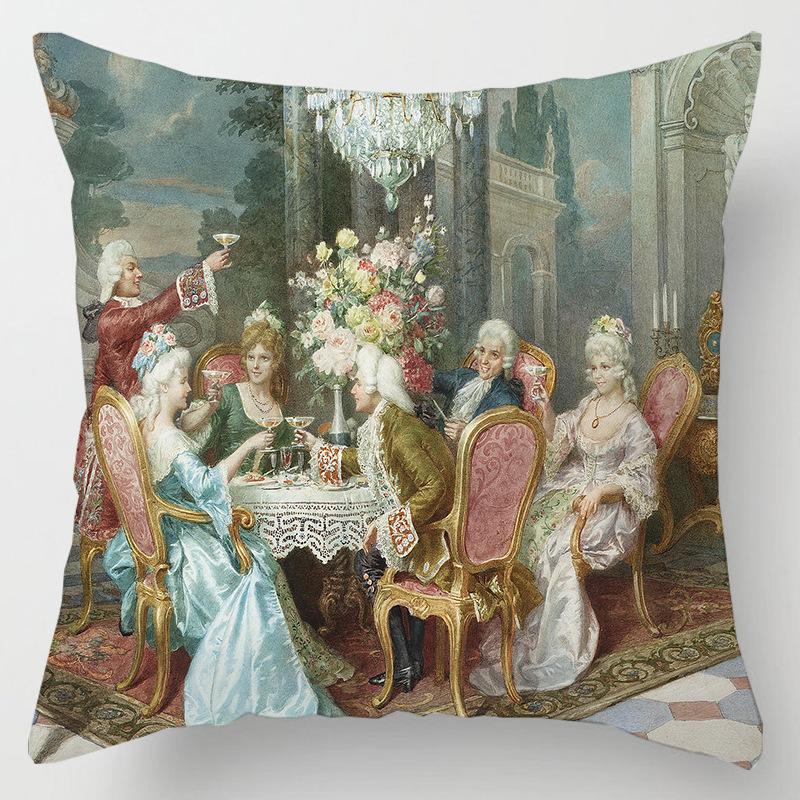European Court Figures Throw Pillow Cover With Short Plush Print For Living Room Sofa Decoration Cushion Cover Pillow Covers