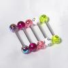 Colorful Transparent Heart Print Round Ball Tongue Nail For Women Girls  Sexy Tongue Rings Vintage Hip Hop Accessories