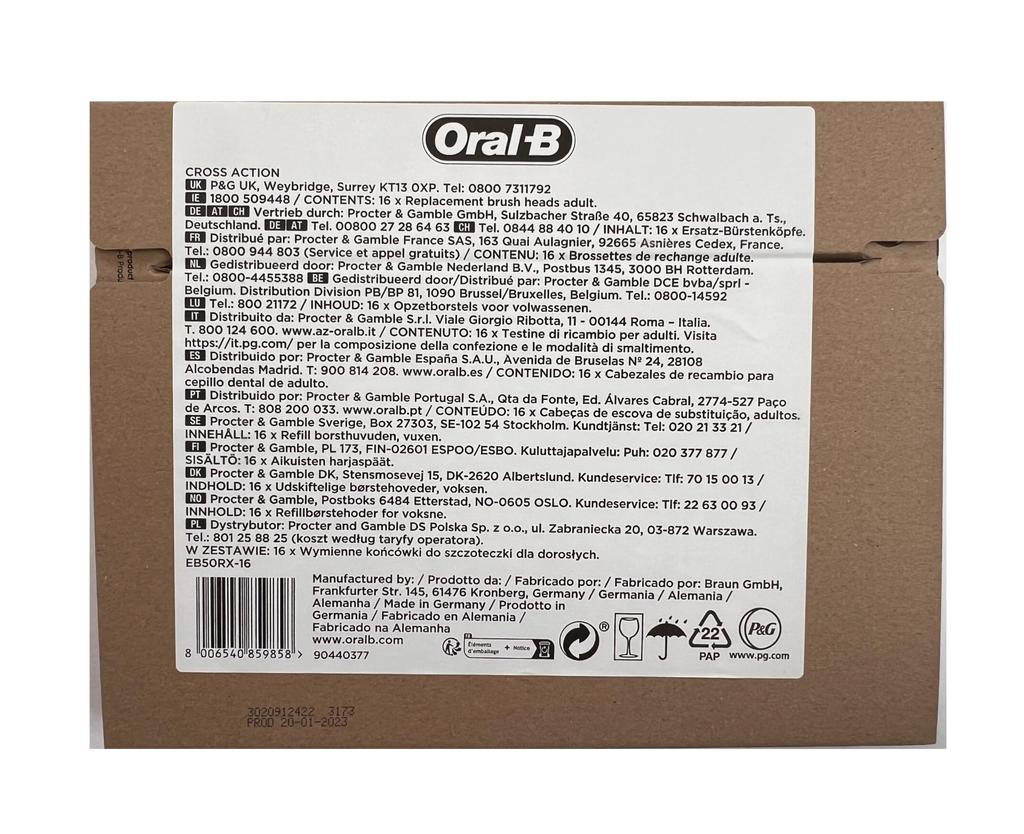 Brown Electric Toothbrush Replacement Brush PRO Brush CROSS ACTION 16 Pieces Oral-B Multi-Action EB50RX-16 [Product]
