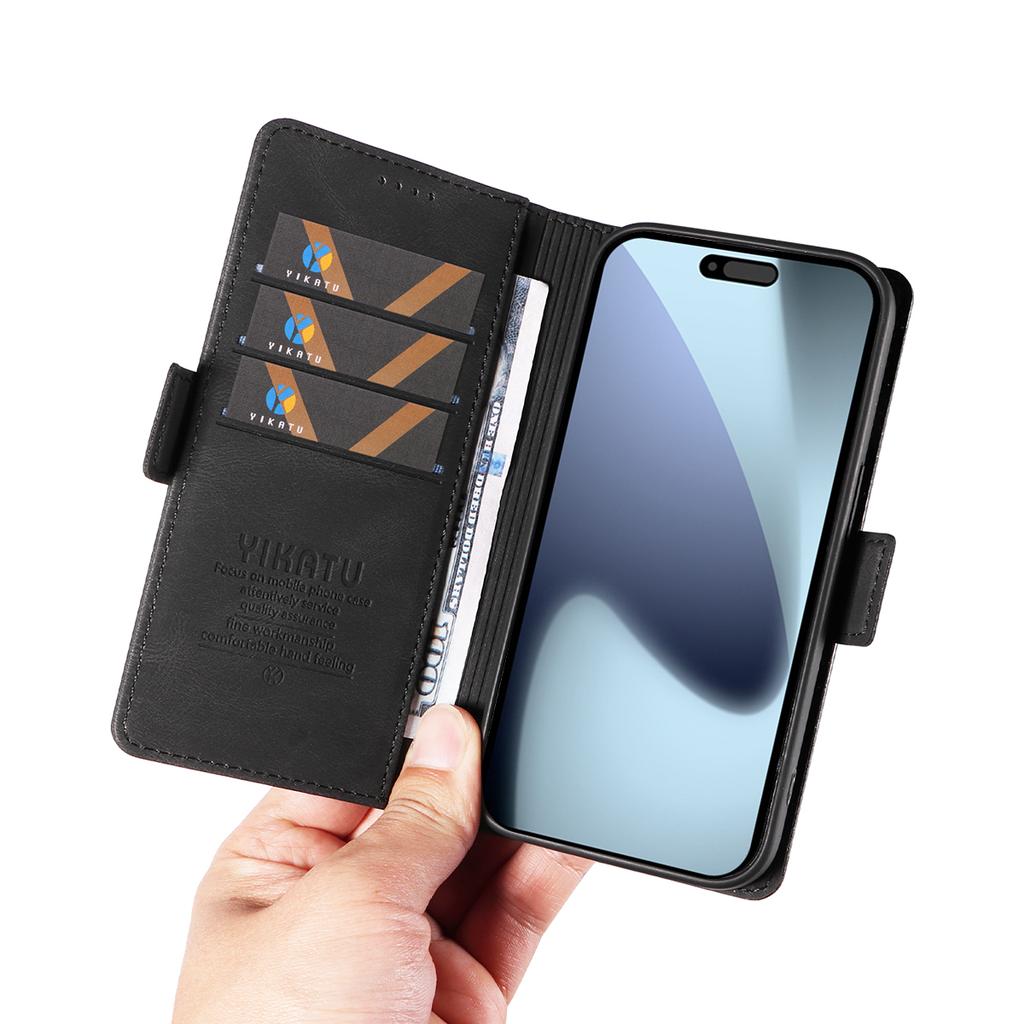 For iPhone 17 Pro Leather Case YIKATU YK-005 Skin-touch Feeling Wallet Phone Cover