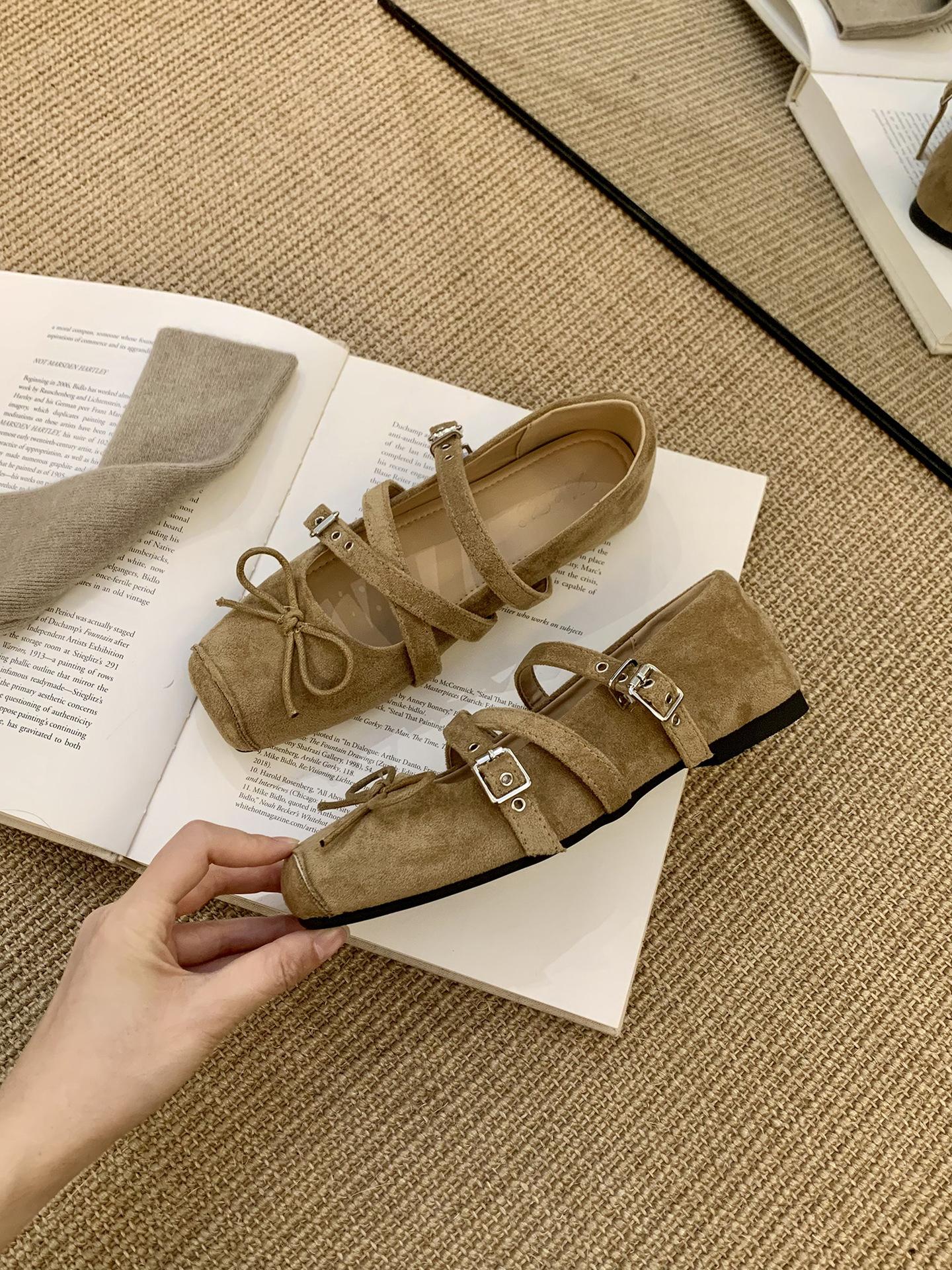 

Soft-soled version~ Retro bow flat-soled Mary Jane single shoes women s shoes 2025 autumn gentle ballet evening shoes 39
